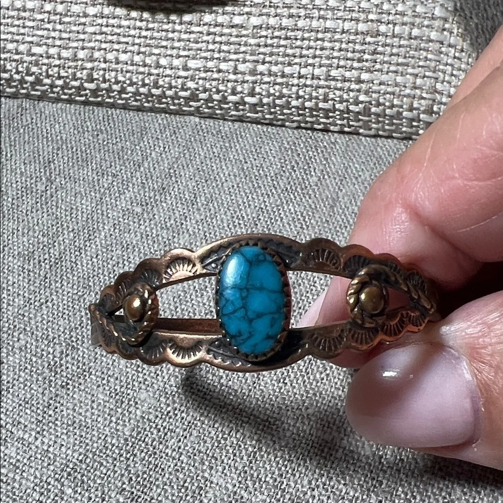 Navajo Turquoise and Copper Vintage Baby Child’s Bracelet. WA496